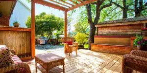 backyard deck with furniture