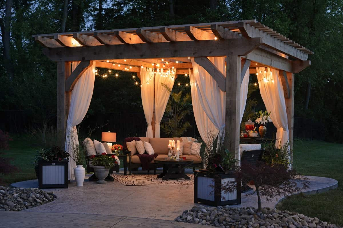 arbor hardscape with stones and walkway