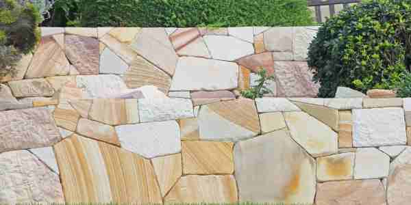 commercial retaining wall with sandstone